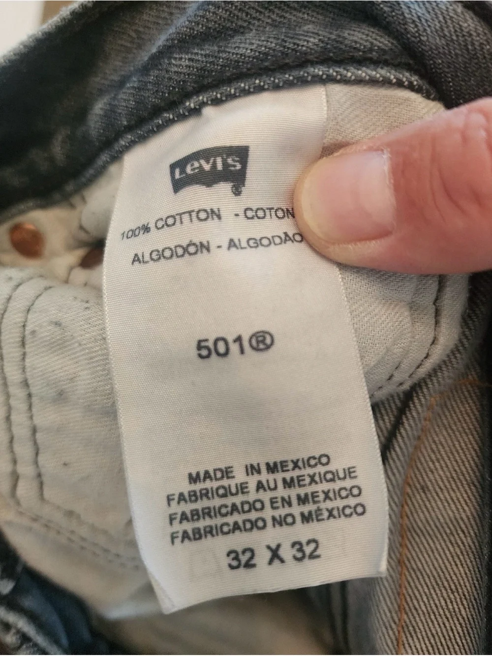 Levi's Jeans Mens 32X32 Light Gray 501 Straight Button Fly Denim